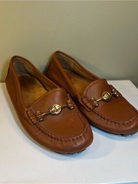 Coach Arlene Pebbled Leather Driving Loafers Turnlock Hardware Women’s Size 7.5